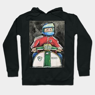 Retro Scooter, Classic Scooter, Scooterist, Scootering, Scooter Rider, Mod Art Hoodie